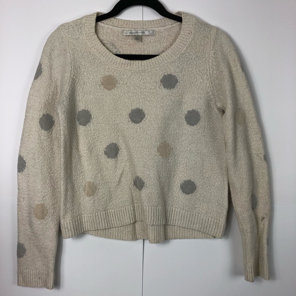 LC Lauren Conrad Polka Dot Cropped Sweater Size M